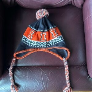 47 Brand Navy and Orange Knit Earflap Hat U of Illinois